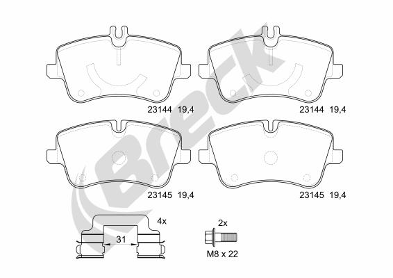 Set placute frana,frana disc 23144 00 701 20 BRECK